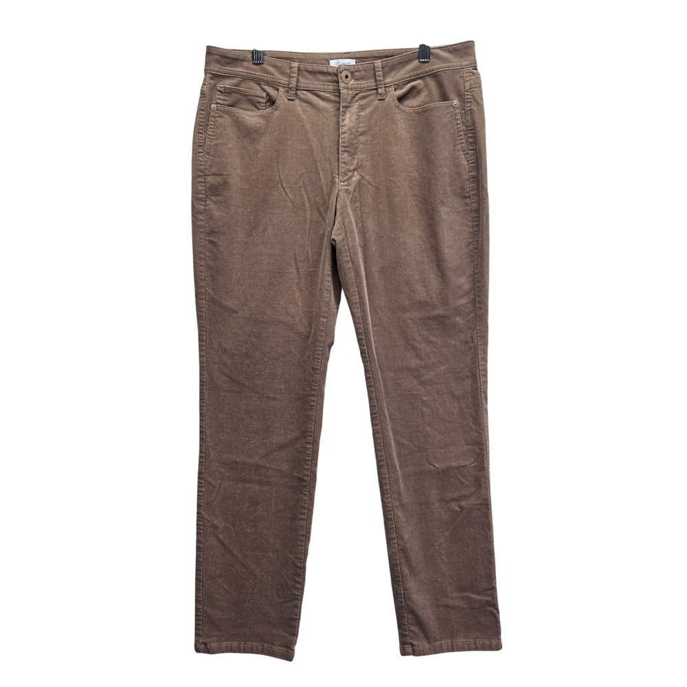 J.Jill Womens Tan Brown Fine Corduroy Straight Leg Pants Size 10 Mid Rise Casual